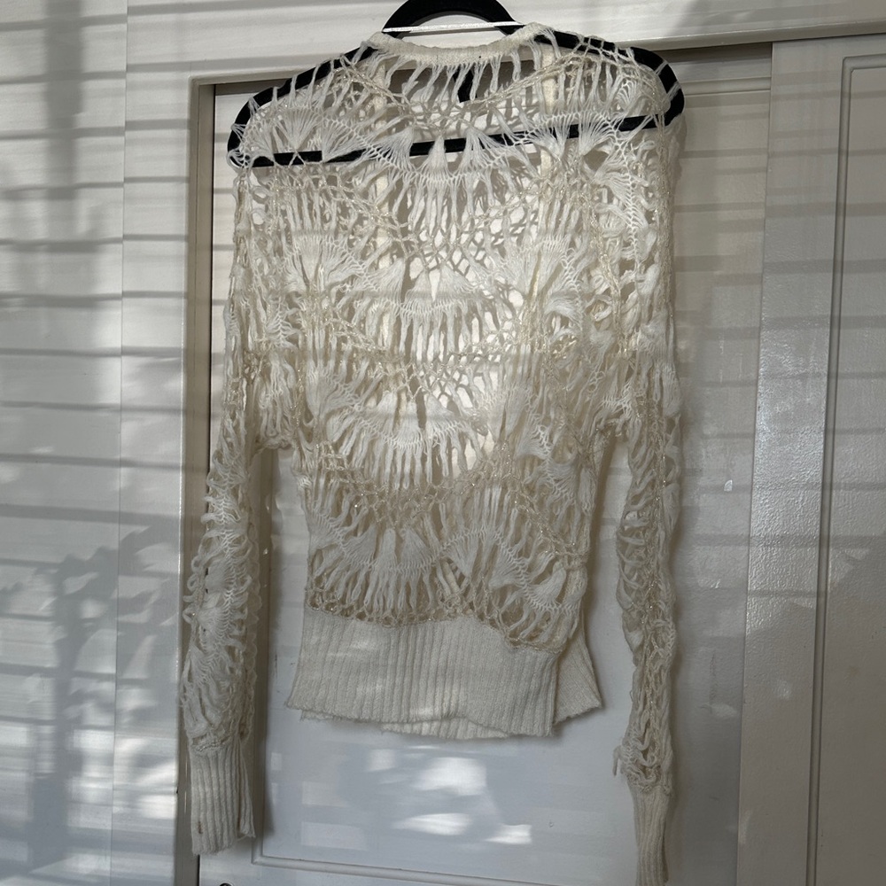 Mango Cream V-Neck Knit Sweater